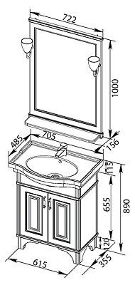 Мебель для ванной Aquanet Валенса 70 черный краколет/серебро
