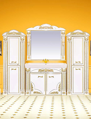 Тумба с раковиной Misty Барокко 120 прямая бежевая патина