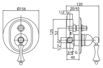 Смеситель Cezares Margot MARGOT-VDIM-01-Bi для ванны с душем
