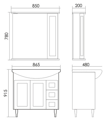 Мебель для ванной Атолл Палермо 285