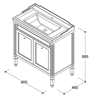 Тумба с раковиной Caprigo Альбион 80 BIANCO Light Vintage
