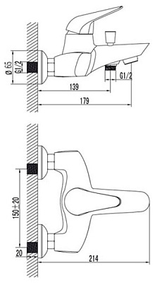Смеситель Lemark Poseidon LM4232C для ванны с душем