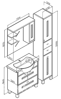 Шкаф-пенал Бриклаер Бали с б/к L