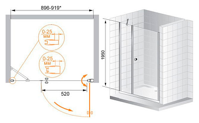 Душевая дверь в нишу Cezares Triumph B11 90/80 C Cr R