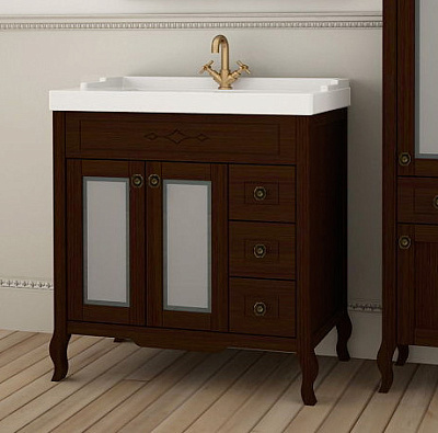 Мебель для ванной ASB-Mebel Флоренция Квадро 80 Массив ясеня бук тироль витраж