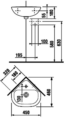 Рукомойник Jika Olymp 45 1661.2 угловой