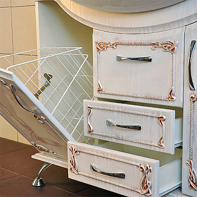 Тумба с раковиной Атолл Барселона 295 белая с медью