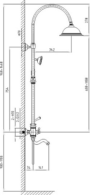 Душевая система Timo Adelia SX-6010/02 антик