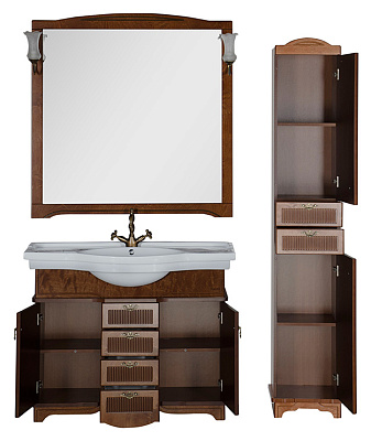 Тумба с раковиной Aquanet Луис 110 NEW темный орех