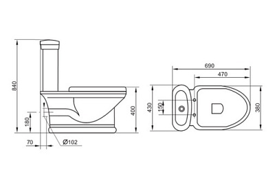 Чаша для унитаза-компакта Cezares Primo