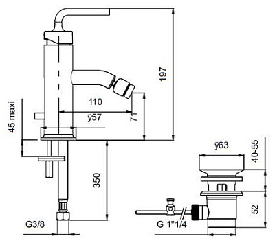 Смеситель Jacob Delafon Purist E14434-4A-CP для биде