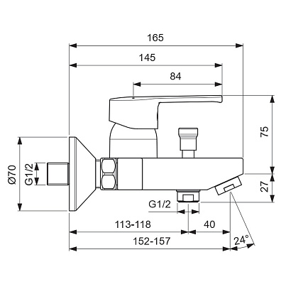 Смеситель Vidima Uno BA322AA для ванны с душем