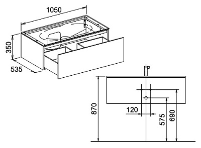Тумба с раковиной Keuco Edition 11 платиновый дуб (1 ящик)