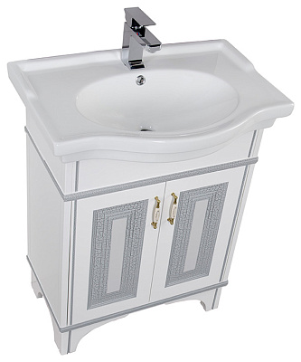 Тумба с раковиной Aquanet Валенса 80 белый краколет/серебро