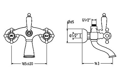 Смеситель Gattoni Vivaldi 12006C0 для ванны с душем