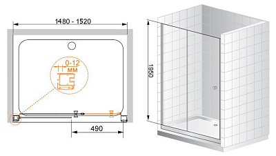 Душевая дверь в нишу Cezares Anima BF1 150 C Cr