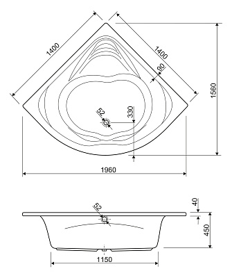 Акриловая ванна CEZARES Cetina 140x140