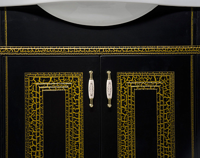 Тумба с раковиной Aquanet Валенса 80 черный краколет/золото