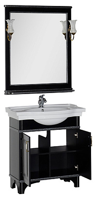 Мебель для ванной Aquanet Валенса 80 черный краколет/серебро