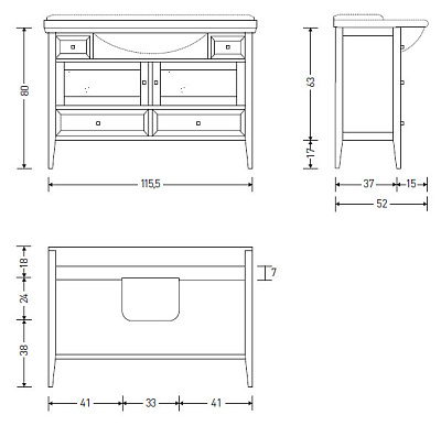 Тумба с раковиной Eban Arianna 120 орех