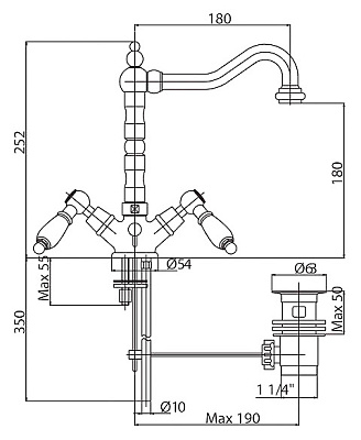 Смеситель Cezares Diamond DIAMOND-LS2-02-Sw для раковины