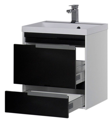 Тумба с раковиной Aquanet Тиволи 60 черная