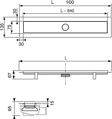 Водоотводящий желоб TECE linus 15101090 90 см