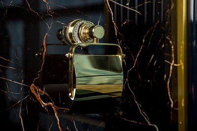 Держатель для туалетной бумаги с крышкой Boheme AURA Gold 10241-G