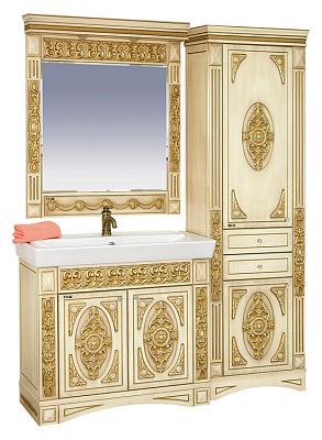 Тумба с раковиной Misty Беатрис 80 бежевая патина