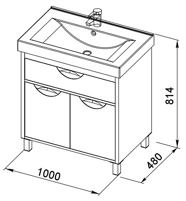 Тумба с раковиной Aquanet Гретта 100 белая