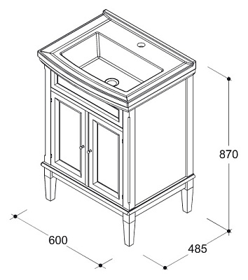 Тумба с раковиной Caprigo Джардин 60 BIANCO Light vintage