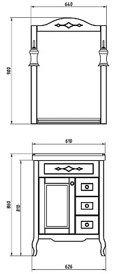 Мебель для ванной ASB-Mebel Флоренция Квадро 60 Массив ясеня бук тироль витраж