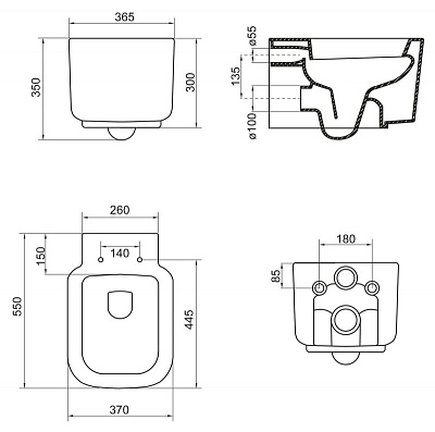 Чаша для унитаза подвесного BelBagno Vaso BB127CH