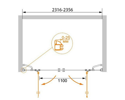 Душевая дверь в нишу Cezares VERONA-W-B-22-240-P-Cr