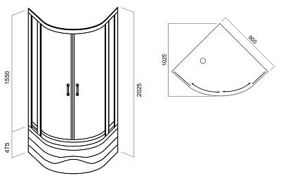 Душевой уголок Am.Pm Sense Deep профиль белый прозрачное стекло с поддоном