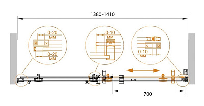 Душевая дверь в нишу Cezares STYLUS-O-M-BF-1-140-C-Cr