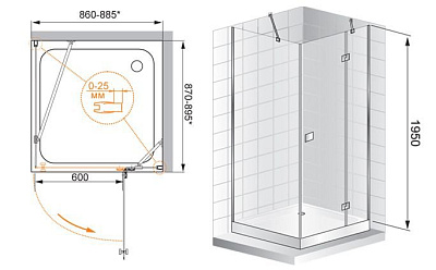 Душевой уголок Cezares Crystal A1 100 C Cr R