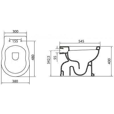 Чаша для унитаза приставного BelBagno Boheme BB115CBS/BB115SCM-CRM