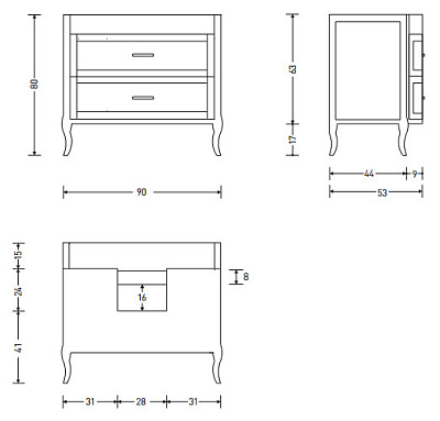 Тумба с раковиной Eban Rachele 95 орех