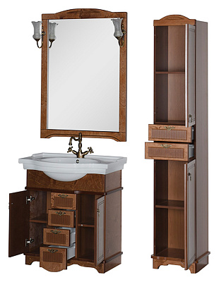 Тумба с раковиной Aquanet Луис 80 NEW темный орех