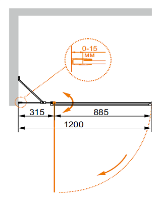 Шторка для ванны Cezares Eco O V 11 120/140 P Cr L