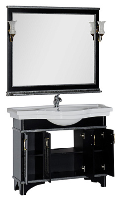 Мебель для ванной Aquanet Валенса 110 черный краколет/серебро