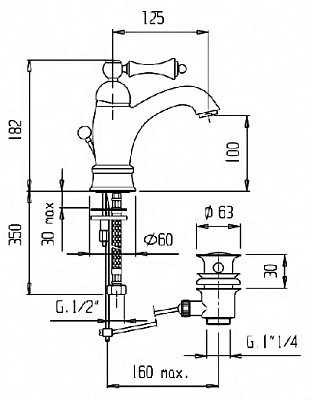 Смеситель Cezares Margot MARGOT-LSM1-A-01-Bi для раковины