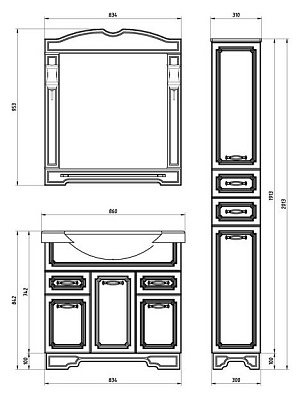 Шкаф-пенал ASB-Mebel Астра нсв декор 30 белый L