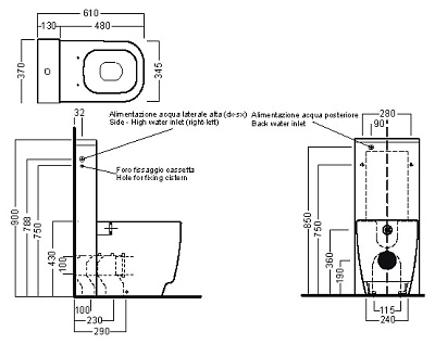 Унитаз приставной Hatria Fusion 48