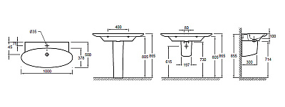 Тумба с раковиной Jacob Delafon Presquile 100 серый титан