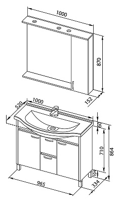 Тумба с раковиной Aquanet Донна 100 венге