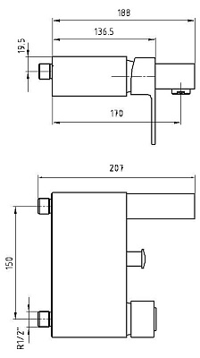 Смеситель E.C.A. Elegant 102102278 для ванны с душем