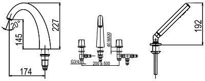 Смеситель Jacob Delafon Elevation E18876-CP на борт ванны