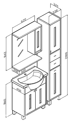 Зеркало-шкаф Бриклаер Бали 62 R